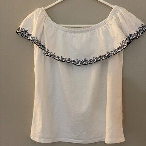J. Crew Off the Shoulder White Top